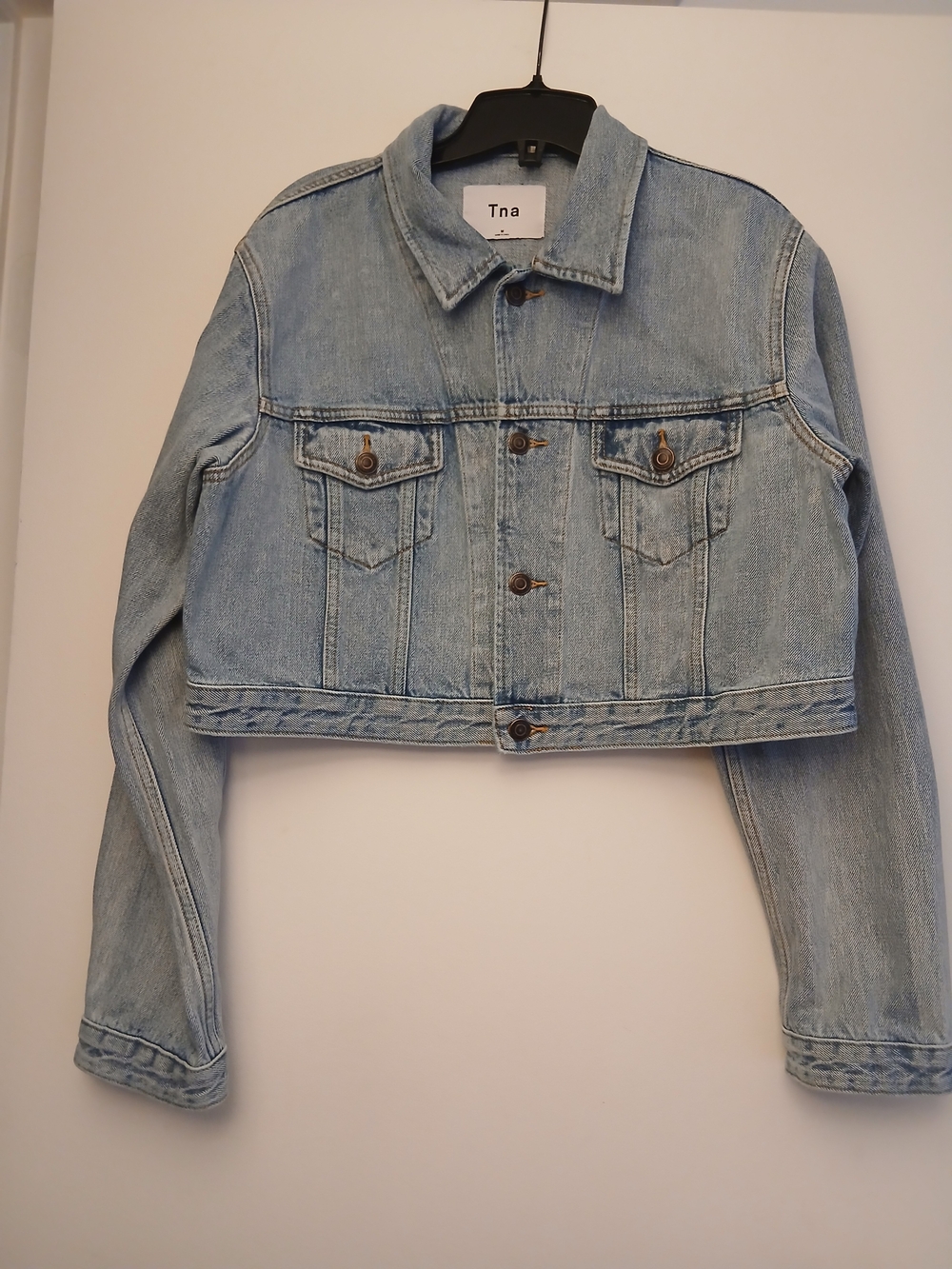 TNA Light Blue Cropped Denim Jacket.Size M